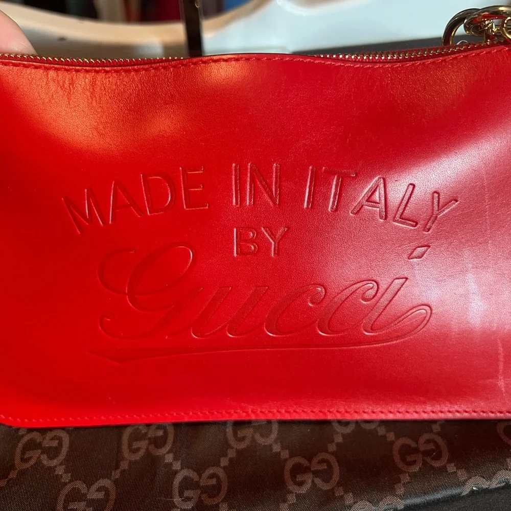 Gucci Red and Gold Crossbody Bag with Chain Strap - Picture 8 of 8